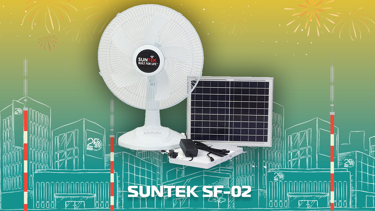 Quạt bàn sạc Điện và Năng lượng mặt trời SUNTEK SF-02